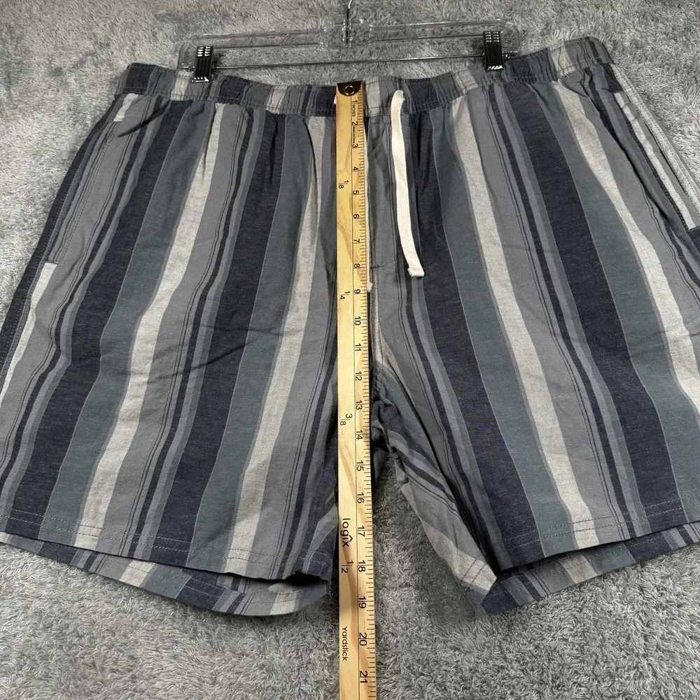 Katin Shorts Mens 2XL Gray Striped Linen Blend Drawstring Chino Pockets Casual - Picture 5 of 12